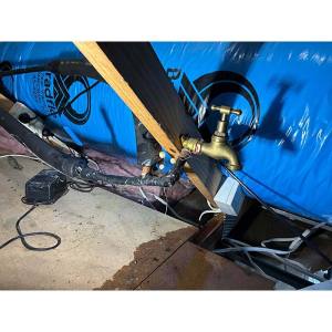 Charles place Gordon drain down tap in roof leaking