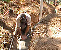 Replacing a long sewer pipe in Aranda