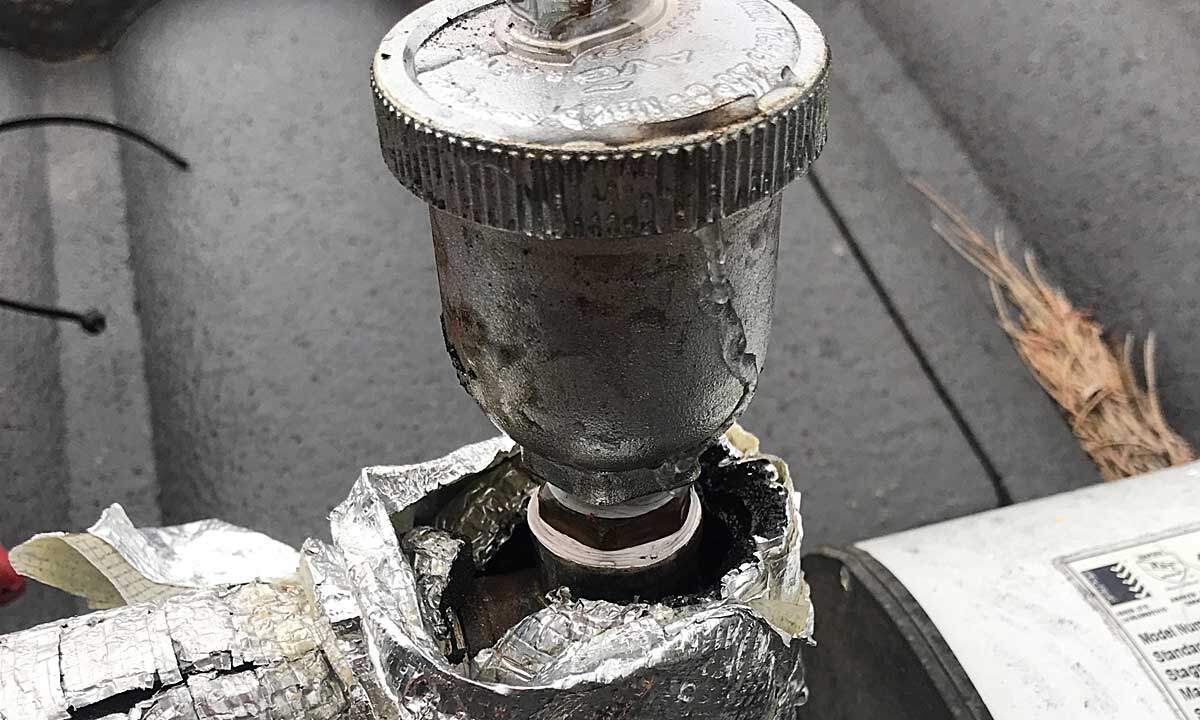 Solar hot water systems sometimes have auto air bleeder valve issues