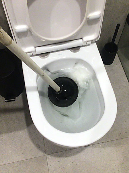 using a plunger to unblock toilet paper