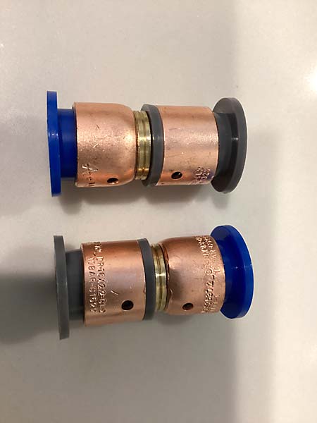 These pipe adaptors are used to transition from polybutylene to other types of pipes - making grey plastic pipe repairs possible in canberra and Queanbeyan
