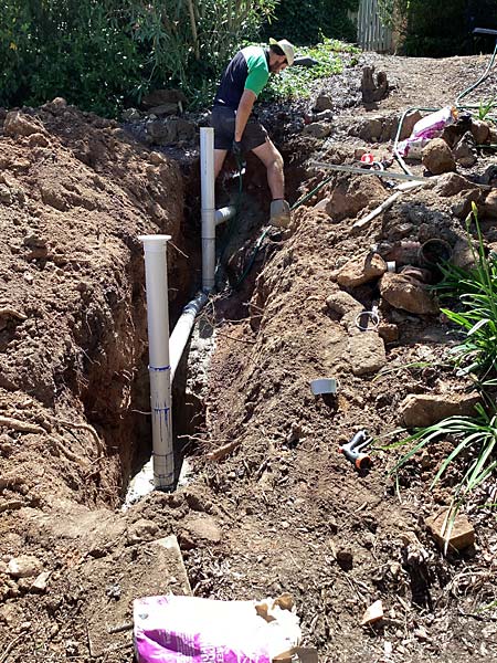 This is what a UPVC sewer drain looks like before it is backfilled with sand or fine gravel