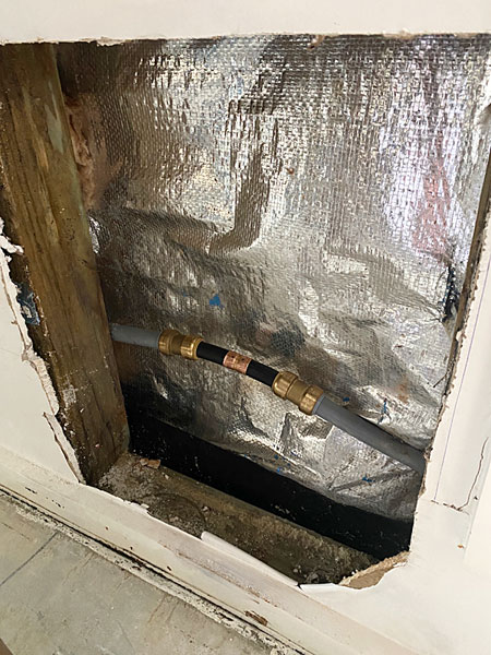 Burst polybutylene in the wall