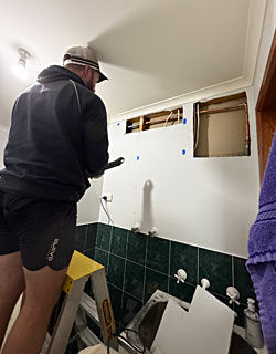 Plumber replacing Polybutylene pipe accidentally cut by the home owner Condor ACT
