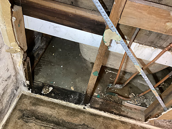 Water damage to timber structure from leaking shower