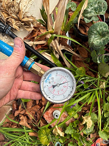 750 kpa water pressure to house in Reid Canberra